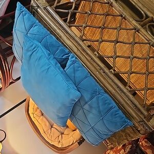 3 set velvet large pillows Set by Gzpai Turquoise Blue